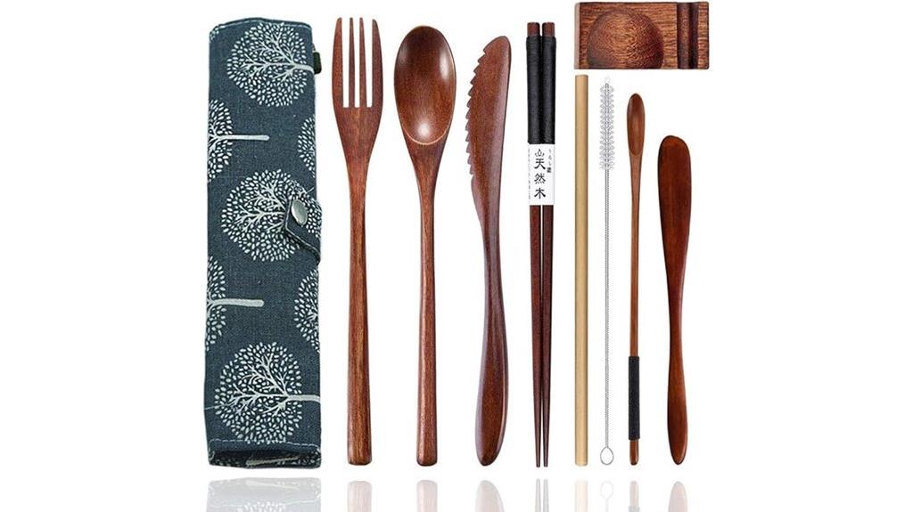 reusable bamboo travel flatware