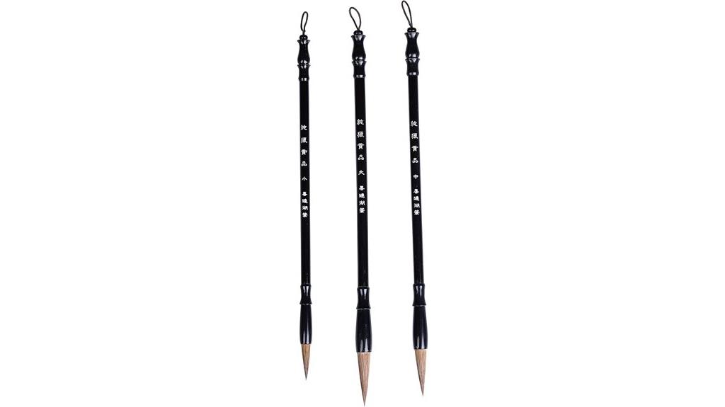set of three calligraphy brushes