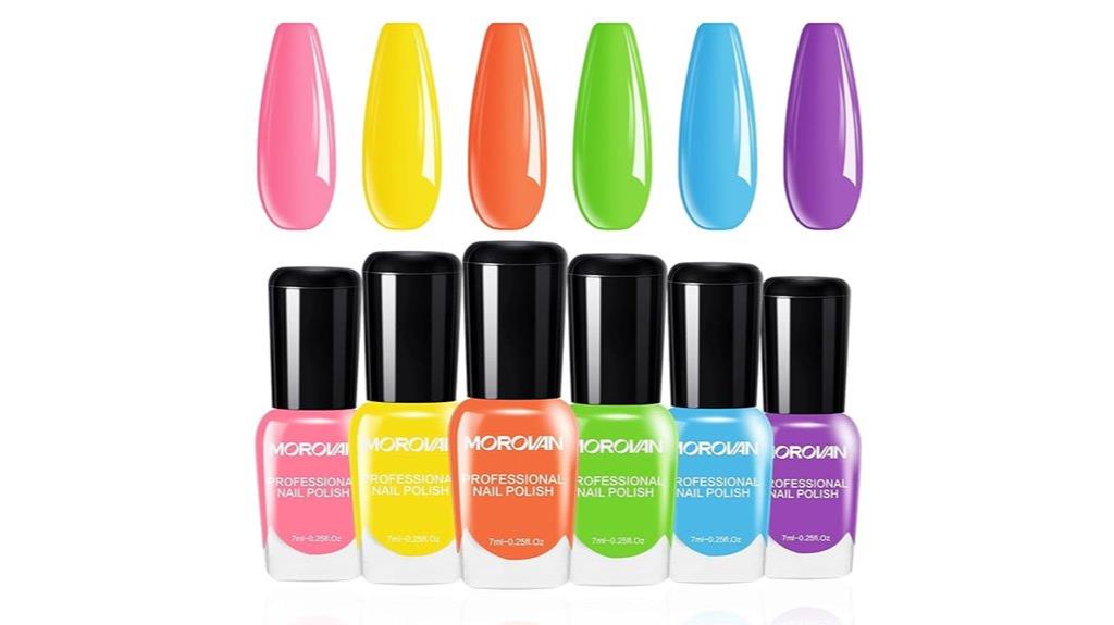 six bright neon nail polishes