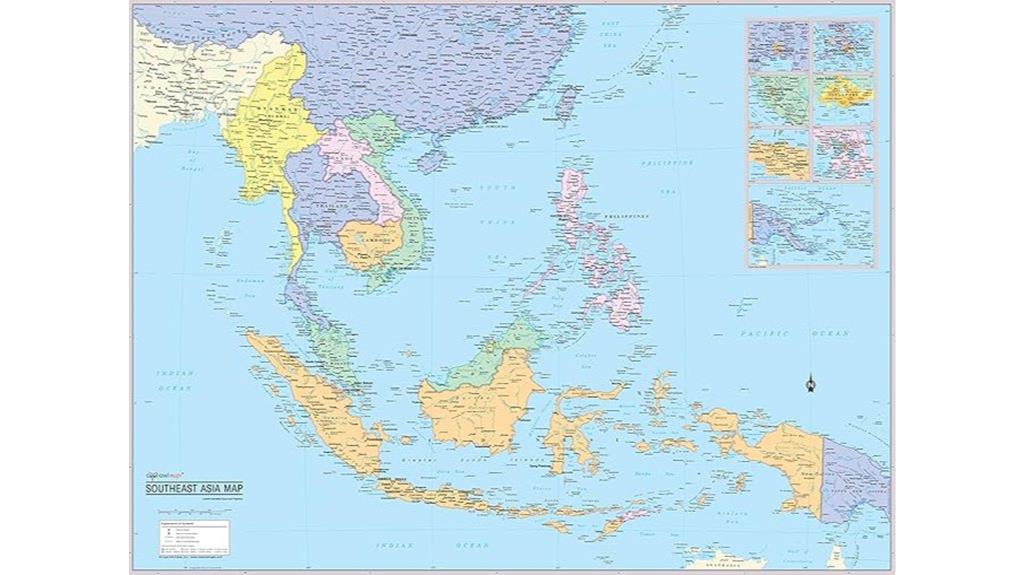 southeast asia wall map