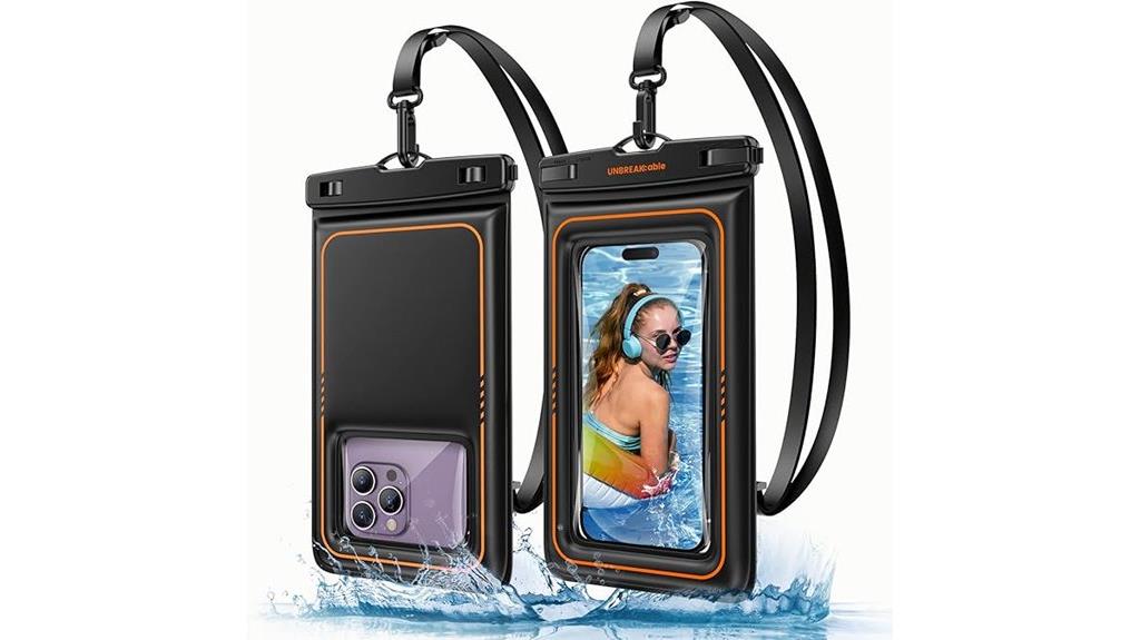 two waterproof phone pouches