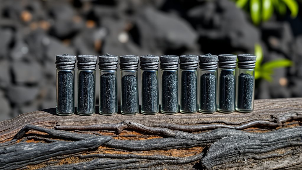 volcanic black sand souvenir vials