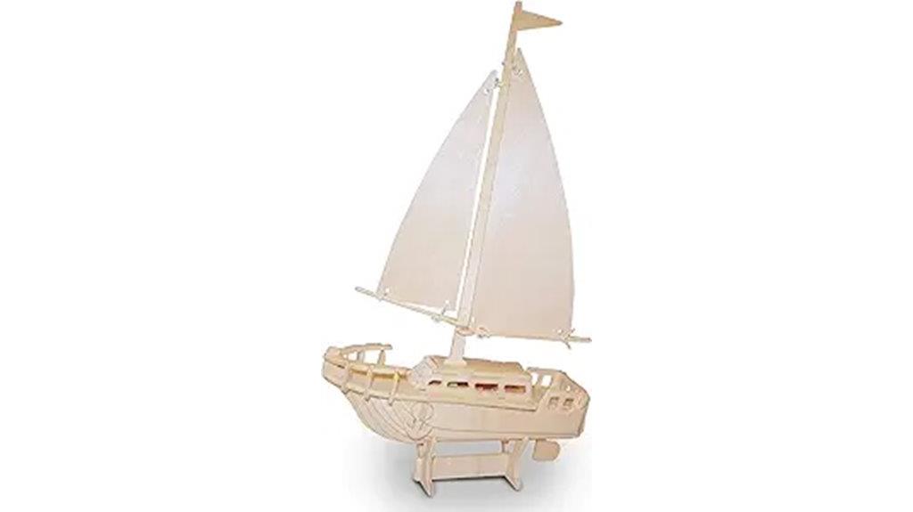wooden sailboat puzzle model