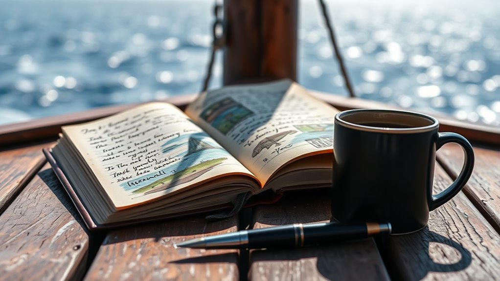 seaside sketching and journaling