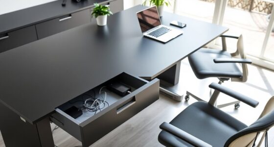 sit stand desks with cable drawers