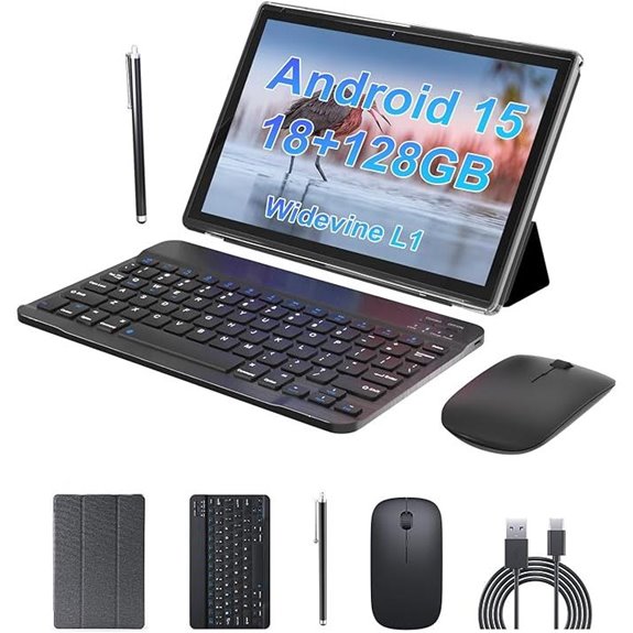 ZZB Android 15 10-Inch 2-in-1 Tablet with Keyboard