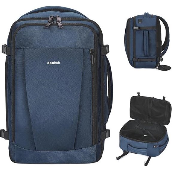 ECOHUB Travel Backpack with Charging Port Blue