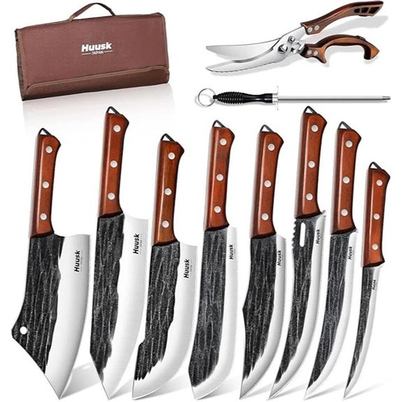 Huusk Butcher Knife Set with Bag and Carving Knives