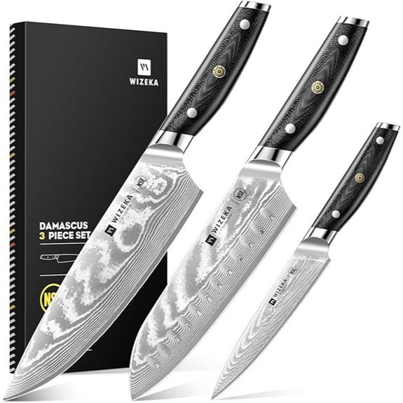 WIZEKA Damascus 3-Piece Chef Knife Set