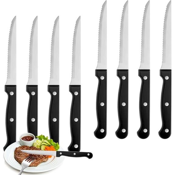 8-Piece Stainless Steel Serrated Steak Knife Set