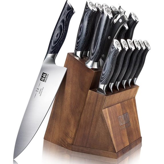 SHAN ZU Kitchen Knife Block Set with Ergonomic Handles