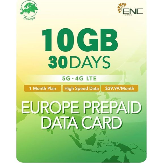 Europe 30-Day Data SIM Card with 10GB & Unlimited Options