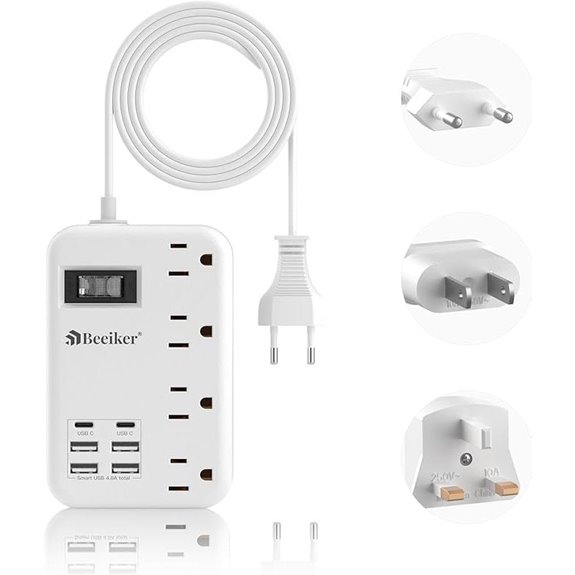 European Travel Plug Adapter with USB and Outlets