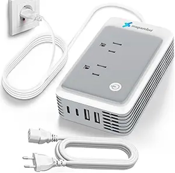 Voltage Converter for Europe with USB Ports