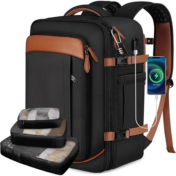 Vancropak 40L Expandable Travel Backpack with Cubes