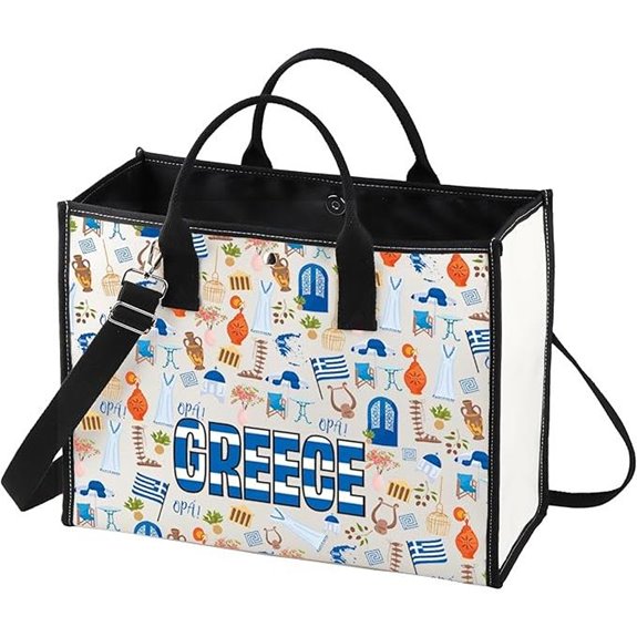 LEVLO Greece Flag Tote Bag Travel Gift