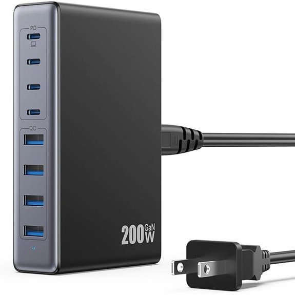 200W GaN USB C Charger with 8 Ports