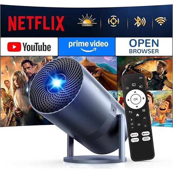 YOWHICK 1080P 4K Portable WiFi Bluetooth Projector