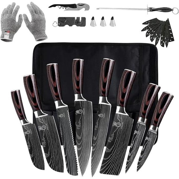FULLHI 14-Piece Japanese and German Stainless Steel Knife Set