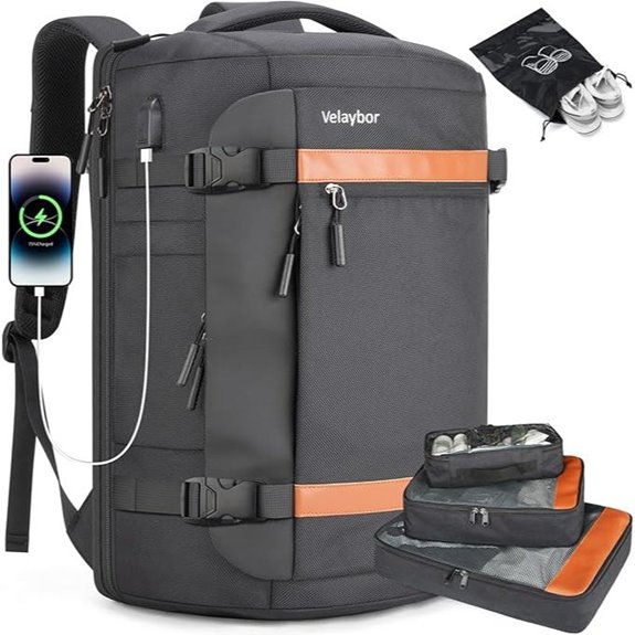 42L TSA-Friendly Travel Backpack with USB Charging