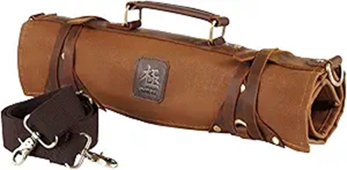 KYOKU Leather Chef Knife Roll Bag with 10 Slots