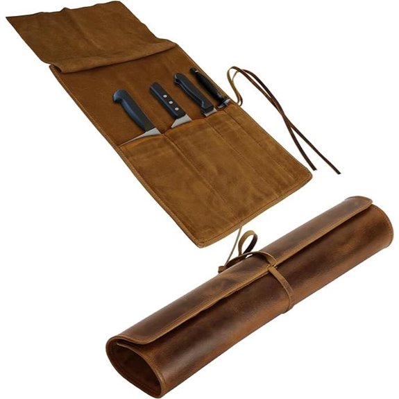 ELIZO Leather Knife Roll Case with 4 Slots