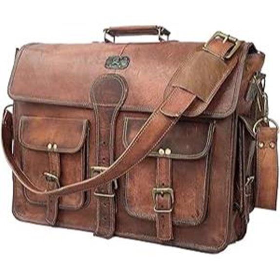 Leather Messenger Bag for Men 18-Inch Laptop Briefcase