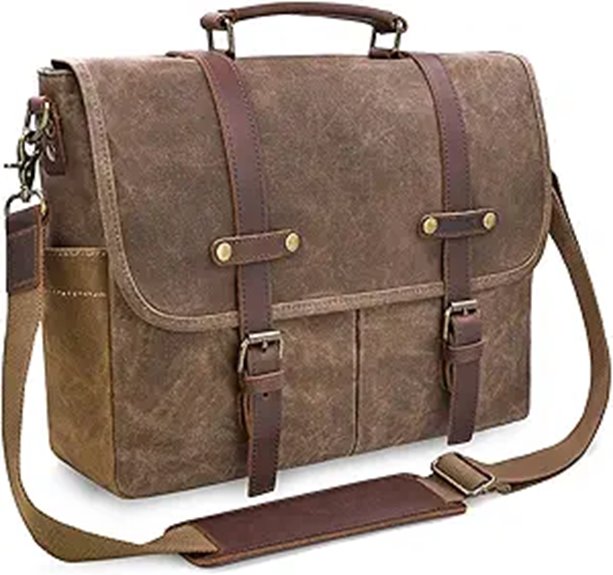 Mens Leather Waterproof Laptop Messenger Bag