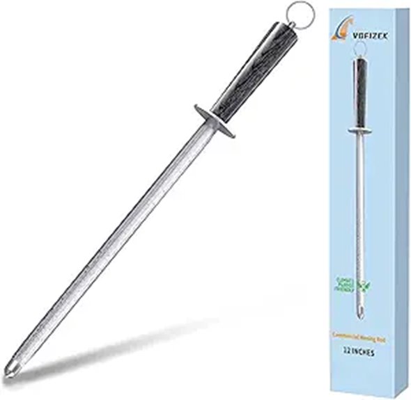 Commercial Knife Sharpening Steel Rod with Rosewood Handle