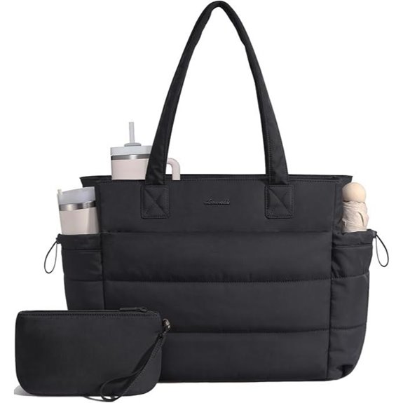 LOVEVOOK Tote Bag with Tumbler Holder and Puffer Design