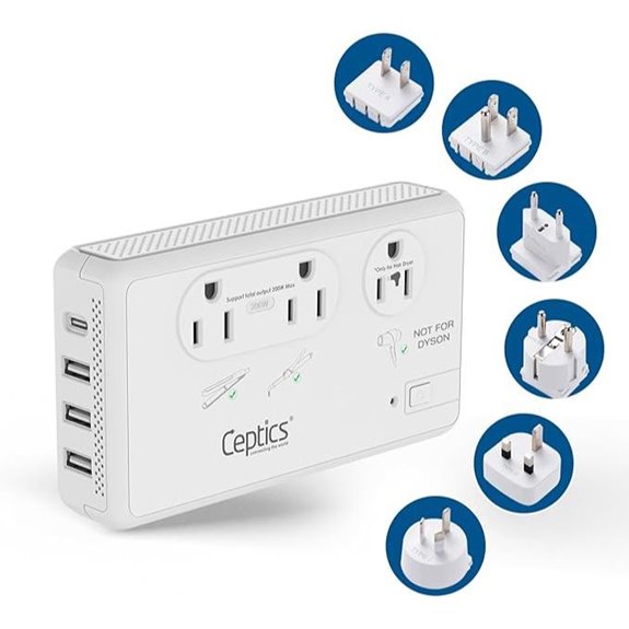 Ceptics 2000W Travel Voltage Converter with USB Charging