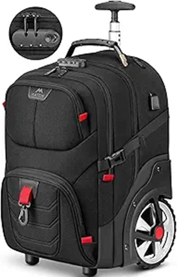 Matein 17 Water-Resistant Rolling Laptop Backpack