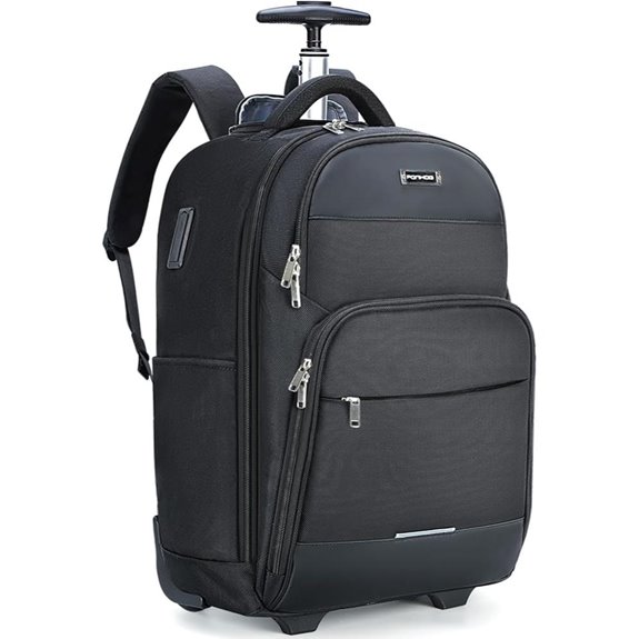 Rolling Backpack with USB Charging 15.6 Inch Wheeled Suitcase