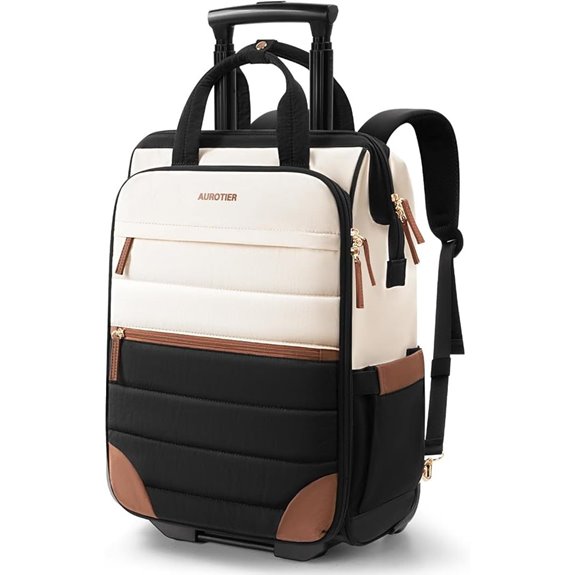 Rolling Puffer Backpack with Wheels for Women