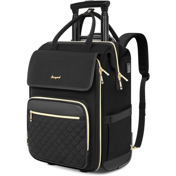 Rolling Laptop Backpack for Women with Wheels