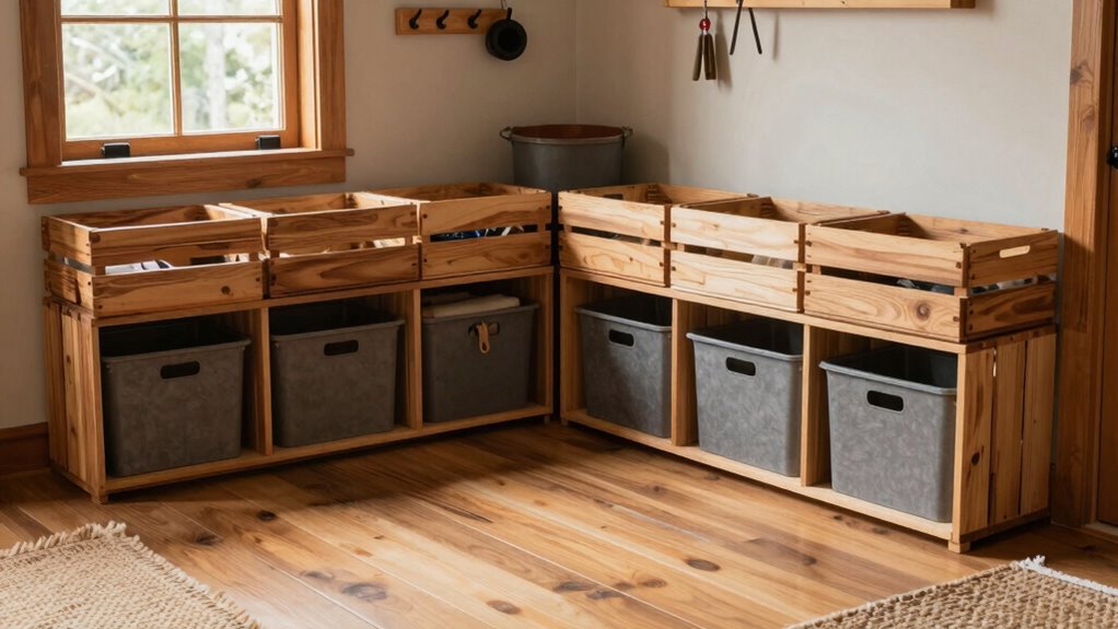 organized cabin floor storage