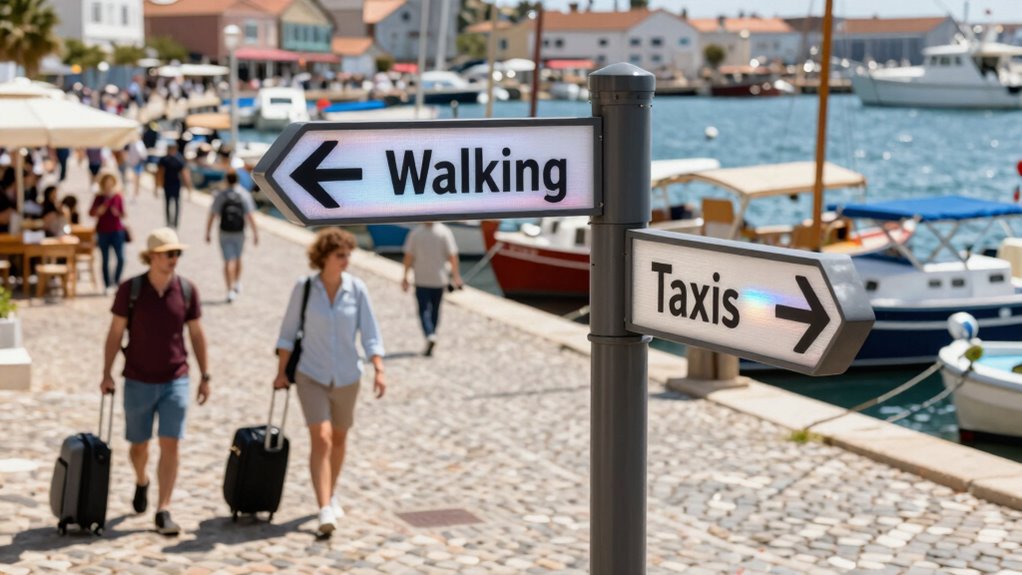 port guide walking taxis