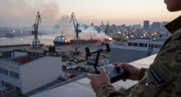 Ukrainian Drone Attack On Russian Port City Kills Four. Fire Reported At Port.
